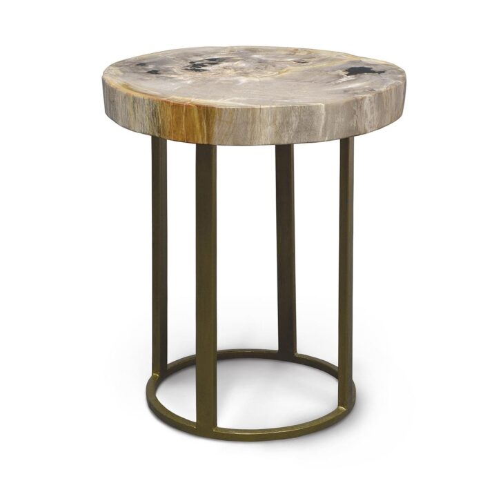 Palecek Petrified Wood Slice Table With Round Iron Base at Mums Place Furniture Carmel CA